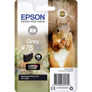 Epson, Original Tintenpatrone grau Epson No. 478XL, T04F640, Epson Tintenpatrone, grau, No.478XL, T04F640, (200 Photos)