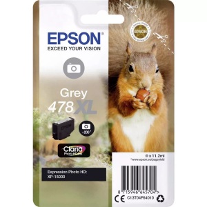 Epson, Original Tintenpatrone grau Epson No. 478XL, T04F640, Epson Tintenpatrone, grau, No.478XL, T04F640, (200 Photos)