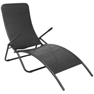Diverse Hardware, Sonnenliege Klappbar Poly Rattan Schwarz