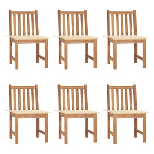 vidaXL, vidaXL Gartenstühle 6 Stk. mit Kissen Massivholz Teak, vidaXL Gartenstühle 6 Stk. mit Kissen Massivholz Teak