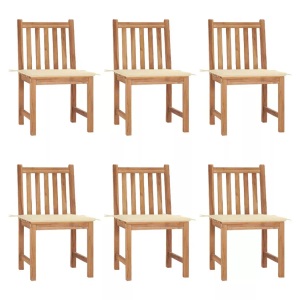 vidaXL, vidaXL Gartenstühle 6 Stk. mit Kissen Massivholz Teak, vidaXL Gartenstühle 6 Stk. mit Kissen Massivholz Teak