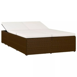 Diverse Hardware, Sonnenliege mit Auflage Poly Rattan Braun