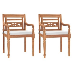 vidaXL, vidaXL Batavia-Stühle 2 Stk. mit Polstern Massivholz Teak, vidaXL Batavia-Stühle 2 Stk. mit Polstern Massivholz Teak