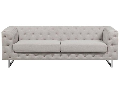 Beliani, Beliani 3-Sitzer Sofa Polsterbezug beige VISSLAND, Beliani - 3 Sitzer Sofa aus Polyester Glamourös VISSLAND, One Size, Baumnuss
