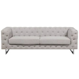 Beliani, Beliani 3-Sitzer Sofa Polsterbezug beige VISSLAND, Beliani - 3 Sitzer Sofa aus Polyester Glamourös VISSLAND, One Size, Baumnuss