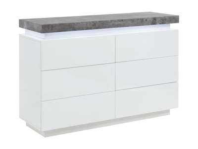 Vente-unique, Kommode mit LEDBeleuchtung 6 Schubladen MDF BetonOptik HALO II Kommode mit LEDBeleuchtung 6 Schubladen MDF BetonOptik HALO II, 