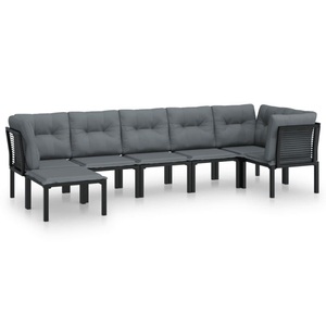 vidaXL, vidaXL 7-tlg. Garten-Lounge-Set Schwarz und Grau Poly Rattan
