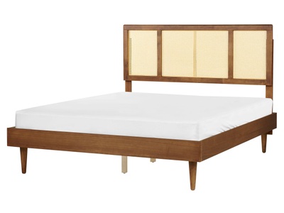 Beliani, Bett mit Lattenrost aus Gummibaumholz Rustikal AURAY Bett mit Lattenrost aus Gummibaumholz Rustikal AURAY