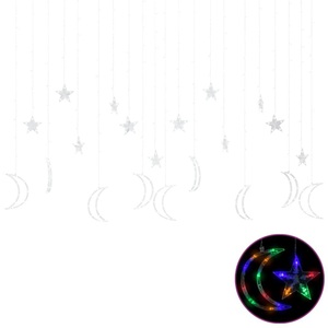 vidaXL, vidaXL Lichterketten Stern und Mond Fernbedienung 345 LED Bunt