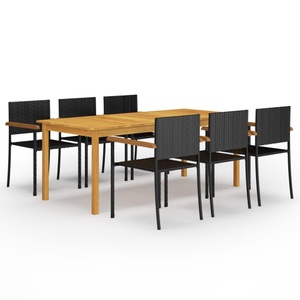 vidaXL, vidaXL 7-tlg. Garten-Essgruppe Schwarz, vidaXL 7-tlg. Garten-Essgruppe Schwarz