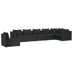 vidaXL, vidaXL 7-tlg. Garten-Lounge-Set mit Kissen Poly Rattan Schwarz, 