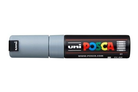 UNI, Uni Marker POSCA 8 mm Grau, Farbe: Grau, uni-ball Posca Marker, 8mm, grau, Keilspitze, PC8K grau