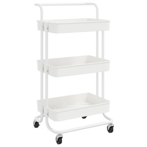 vidaXL, vidaXL Küchenwagen 3 Etagen Weiß 42x35x85 cm Eisen und ABS, vidaXL Küchenwagen 3 Etagen Weiß 42x35x85 cm Eisen und ABS