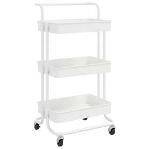 vidaXL, vidaXL Küchenwagen 3 Etagen Weiß 42x35x85 cm Eisen und ABS, vidaXL Küchenwagen 3 Etagen Weiß 42x35x85 cm Eisen und ABS