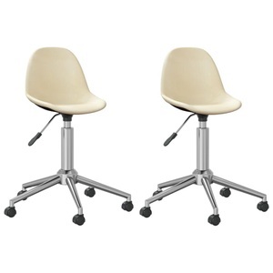 vidaXL, vidaXL Esszimmerstühle 2 Stk. Drehbar Creme Stoff, 