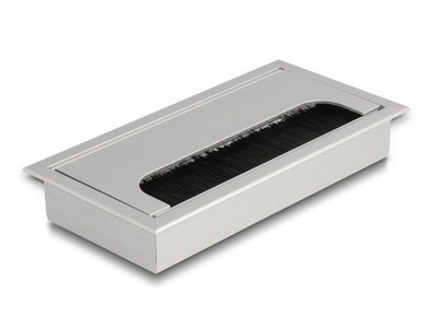 Delock, 66861 Kabel-Organizer Tisch/Bank Cable grommet Silber 1 Stück(e), Delock Einbaurahmen für Tisch mit Bürste 160x80x28mm, Silber