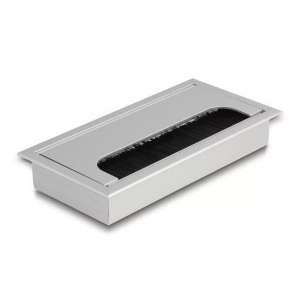 Delock, 66861 Kabel-Organizer Tisch/Bank Cable grommet Silber 1 Stück(e), Delock Einbaurahmen für Tisch mit Bürste 160x80x28mm, Silber