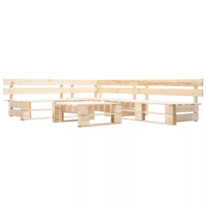 Diverse Hardware, 4-tlg. Garten-Paletten-Sofagarnitur Holz Natur, vidaXL 4-tlg. Paletten-Lounge-Set Holz Natur