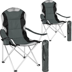 TecTake, 2 Campingstühle Mit Polsterung Unisex Grau, Tectake - 2 Campingstühle mit Polsterung, 60 cm, Grau