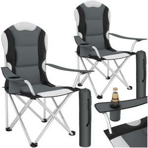 TecTake, 2 Campingstühle Mit Polsterung Unisex Grau, Tectake - 2 Campingstühle mit Polsterung, 60 cm, Grau