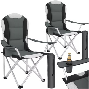 TecTake, 2 Campingstühle Mit Polsterung Unisex Grau, Tectake - 2 Campingstühle mit Polsterung, 60 cm, Grau