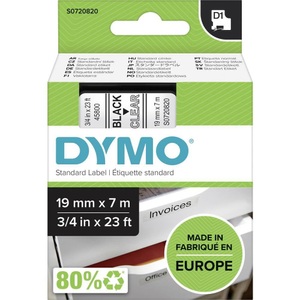 Dymo, DYMO D1-Schriftband Breite 19 mm schwarz auf transparent, VE 1 Stk, Dymo Schriftband D1, schwarz/transparent, 19mm, 7m, S0720820