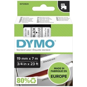 Dymo, DYMO D1-Schriftband Breite 19 mm schwarz auf transparent, VE 1 Stk, Dymo Schriftband D1, schwarz/transparent, 19mm, 7m, S0720820