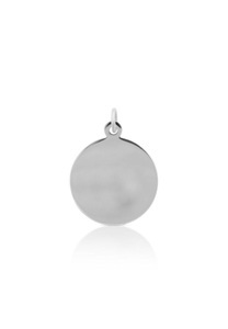 MUAU Schmuck, Anhänger Gravurplatte Rund Weissgold 750, 18mm Damen ONE SIZE, MUAU Schmuck - Anhänger Gravurplatte rund Weissgold 750, 18mm, One Size, Weiss