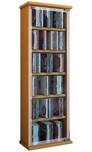 VCM, Holz CD DVD Stand Regal Schrank Aufbewahrung Standregal Ständer Classic Glastür Holz CD DVD Stand Regal Schrank Aufbewahrung Standregal Ständer Classic Glastür, VCM - CD Regal Holz | Schrank mit ESG-Sicherheitsglastüren für 204 CDs oder 72 DVDs Maße: H. 92 x B. 31 T. 18 cm Elegantes DVD Rollen |, One Size, Buche