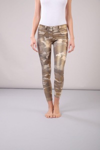 Freddy, 7/8 Hose Wr.up Superskinny Mit Mittlerem Bund Aus Kunstleder Und Camouflage-optik Damen Gold M, Freddy - WR.UP® Shaping Pants 7/8, für Damen, Gold, Größe M
