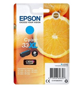 Epson, Epson Single Pack Cyan 33xl Prem.ink Prem.ink Cyan High Xl Rf+am, Epson 33XL - 8.9 ml - XL - Cyan - original - Blister mit RF- / akustischem Alarmsignal