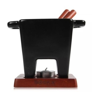 BOSKA HOLLAND, BOSKA HOLLAND Fonduetopf »schwarz« (Set, 5-tlg.), Tapas F. Nero schwarz Edelst./ Holz/ Steing. 133x133x136
