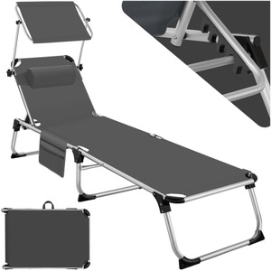 TecTake, Sonnenliege mit Aluminiumgestell, stufenlos verstellbares Sonnendach Sonnenliege mit Aluminiumgestell, stufenlos verstellbares Sonnendach, Tectake - Sonnenliege mit Aluminiumgestell, stufenlos verstellbares Sonnendach, 210cm, Grau