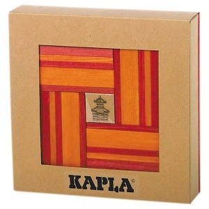 KAPLA, KAPLA Holzbausteine Farben-Set mit Buch 40-teilig rot-orange, Kapla - Geschenkset:/orange -Steine und Buch, Rot