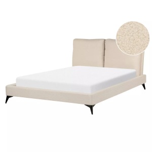 Beliani, Bett mit Lattenrost aus Bouclé Klassisch MELLE Bett mit Lattenrost aus Bouclé Klassisch MELLE