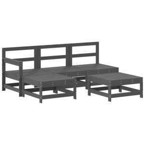 vidaXL, vidaXL 5-tlg. Garten-Lounge-Set Grau Massivholz Kiefer, vidaXL 5-tlg. Garten-Lounge-Set Grau Massivholz Kiefer