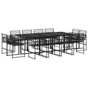 vidaXL, vidaXL 13-tlg. Garten-Essgruppe Schwarz Poly Rattan