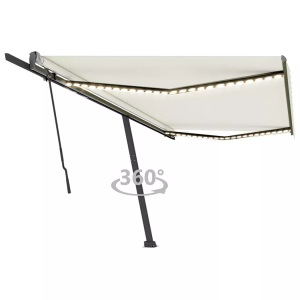 vidaXL, vidaXL Gelenkarmmarkise Einziehbar mit LED 500x350 cm Creme, vidaXL Markise Manuell Einziehbar mit LED 500x350 cm Creme