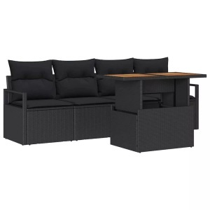 vidaXL, VidaXL - Garten-sofa-set poly-rattan, One Size, Schwarz