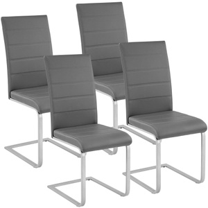TecTake, 4 Esszimmerstühle Schwingstühle - grau, 