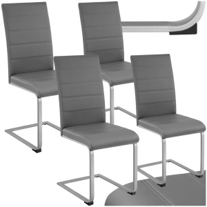TecTake, 4 Esszimmerstühle Schwingstühle - grau, 