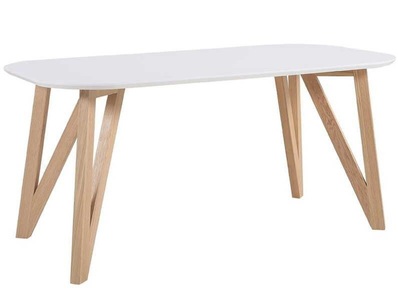 mutoni casual, Esstisch 200x90x76cm weiss Eiche, SalesFever Esstisch, Haarnadelbeine aus massiver Eiche