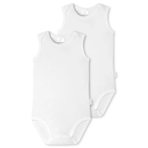 Schiesser, Schiesser Body ORIGINAL CLASSICS 2er Pack ärmellos in weiß in Gr. 80, Baby-Bodys 2er-Pack ärmellos unisex Feinripp Organic Cotton weiß - Original Classics 80