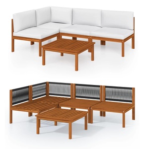 vidaXL, vidaXL 5-tlg. Garten-Lounge-Set mit Kissen Cremeweiß Massivholz Akazie, VidaXL - Gartenmöbel-set akazienholz, One Size, Weiss