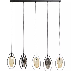 KARE, KARE Diamond Fever Dining Hängeleuchte schwarz, KARE Hängeleuchte Diamond Fever Dining schwarz 5-flg. linear