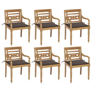 vidaXL, vidaXL Batavia-Stühle mit Kissen 6 Stk. Massivholz Teak