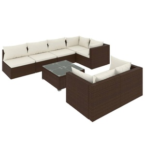 vidaXL, vidaXL 8-tlg. Garten-Lounge-Set mit Kissen Braun Poly Rattan, 