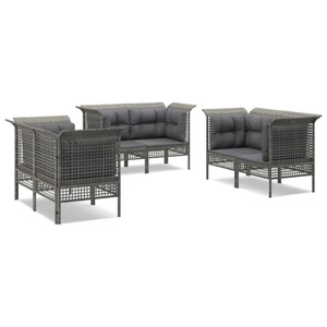 vidaXL, vidaXL 6-tlg. Garten-Lounge-Set mit Kissen Grau Poly Rattan