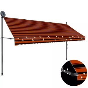 Diverse Hardware, Einziehbare Markise Handbetrieben mit LED 350 cm Orange Braun, vidaXL Einziehbare Markise Handbetrieben mit LED 350 cm Orange Braun