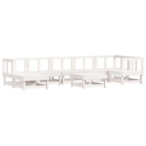 vidaXL, vidaXL 8-tlg. Garten-Lounge-Set Weiß Massivholz Kiefer, vidaXL 8-tlg. Garten-Lounge-Set Weiß Massivholz Kiefer